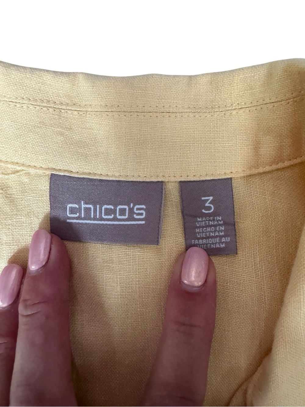 Chico’s 100% Linen Utility Jacket Blazer Yellow Size 3 XL(16) Coastal Resortwear - Picture 5 of 8